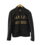 ハーレーダビッドソン HARLEY DAVIDSON ライダースジャケット ジップアップ ロゴ レザー L 黒 /BM