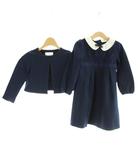 グリーンレーベルリラクシング ユナイテッドアローズ green label relaxing ワンピース ジャケット セット 子ども服(女の子用) 115 紺 ネイビー 丸襟 長袖 ノーカラー /AP