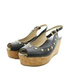 ジミーチュウ JIMMY CHOO サンダル ウェッジソール ストラップ スタッズ 35 黒 ブラック /AN55