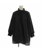 グリーンレーベルリラクシング ユナイテッドアローズ green label relaxing シャツ ブラウス 黒 ブラック ハイネック 長袖 ギャザー /LP