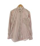 トムブラウン THOM BROWNE シャツ 長袖 ボタンダウン ストライプ柄 3 ベージュ 赤 /BM