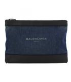 バレンシアガ BALENCIAGA ネイビークリップM クラッチバッグ デニム レザー インディゴ 420407 /BM ■OH