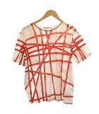 エルメス HERMES Tシャツ カットソー 半袖 クルーネック 総柄 M 白 赤 /BM