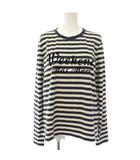 QUINOA Tシャツ カットソー 長袖 ボーダー柄 クルーネック L 紺 ネイビー 白 ホワイト 2425946022 /TK