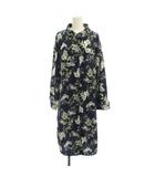 セシルマクビー CECIL McBEE シャツワンピース M 紺 花柄 長袖 ひざ丈 /JP
