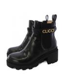 グッチ GUCCI サイドゴアブーツ ショートブーツ ヒール ロゴ 36.5 黒 ブラック 734909 /AN78