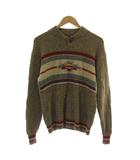 チャップス CHAPS ニット セーター ウール M カーキ ネイティブ柄 ヘンリーネック 長袖 /DU12