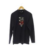 マンシングウェア MUNSINGWEAR Tシャツ L 紺 ハイネック 長袖 プリント /JP