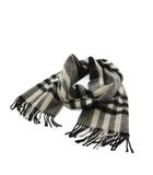 バーバリー BURBERRY マフラー フリンジ チェック柄 カシミヤ グレー 黒 ブラック /AN9