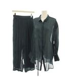 アメリヴィンテージ Ameri VINTAGE 20AW セットアップ 上下 GLOSSY LONG SHIRT GLOSSY TUCK PANTS シャツ 長袖 ワイドパンツ S ブルー /YM