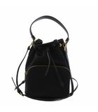 プラダ PRADA ロゴジャガード ハンドバッグ バケットバッグ ショルダーバッグ 巾着 2WAY キャンバス 黒 /KH3 ■OH