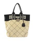 ADMJ アクセソワ Accessoires De Mademoiselle トートバッグ ハンドバッグ キャンバス 白 アイボリー 黒 ブラック /TK