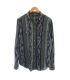 ポロ ラルフローレン POLO RALPH LAUREN ウエスタンシャツ S/P 紺 ネイビー 緑 グレー ストライプ柄 総柄 長袖 /YM