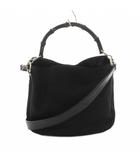 グッチ GUCCI バンブーライン ショルダーバッグ ハンドバッグ 2way ナイロン レザー 黒 ブラック 001・1638 /YT ■OH