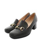 グッチ GUCCI パンプス スクエアトゥ チャンキーヒール レザー ホースビット 35.5 黒 ブラック 466701 /YT