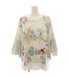 スカラー ScoLar カットソー Tシャツ 七分袖 プリント M グレー /HN