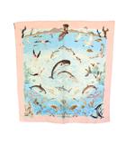 エルメス HERMES カレ90 地中海の貴重な命 Lavie Precieuse de la Mediterranee スカーフ ピンク 青 /KH ■OH