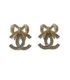 シャネル CHANEL B24K ココマーク リボン ピアス シルバーカラー ゴールドカラー /KH ■OH