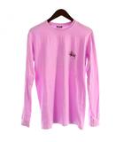 ステューシー STUSSY カットソー Tシャツ S ピンク ロゴプリント クルーネック 長袖 /AP18