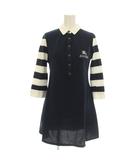 バーバリーブルーレーベル BURBERRY BLUE LABEL ポロシャツ ワンピース 七分袖 ミニ ボーダー 38 ネイビー 白 E1P06-255-29 /☆G24
