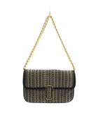 マークジェイコブス MARC JACOBS ショルダーバッグ チェーン ロゴ キャンバス グレー 黒 ブラック /AN75