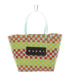 マルニ MARNI ピクニックバッグ フラワーバスケット かごバッグ ハンドバッグ トートバッグ ポリプロピレン 編込み ミントグリーン 赤 レッド /YT ■OH