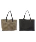 グッチ GUCCI GGスプリーム PVC リバーシブル トートバッグ ショルダーバッグ ベージュ 黒 ブラック 368568 /TK 37 ■OH