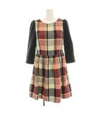 バーバリーブルーレーベル BURBERRY BLUE LABEL ワンピース ミニ チェック 七分袖 ウール 36 アイボリー 紺 ネイビー ピンク E1J61-103-80 /HN20
