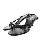 プラダ PRADA サンダル ヒール ストラップ レザー 34 黒 ブラック /AN28