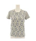プラダ PRADA 2012年製 Tシャツ カットソー クルーネック 半袖 花柄 レース 刺繍 M グレー 白 ホワイト 水色 ライトブルー 35640 /YT28