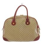 セリーヌ CELINE ハンドバッグ ミニボストンバッグ PVCレザー レザー マカダム柄 総柄 ベージュ 赤 レッド /YT38 ■OH