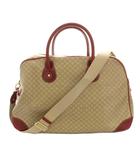 セリーヌ CELINE ハンドバッグ ボストンバッグ ショルダーバッグ 2way PVCレザー レザー マカダム柄 ベージュ 赤 レッド /YT4 ■OH