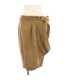 マックスマーラ MAX MARA ラップスカート ひざ丈 レザー 44 茶色 ブラウン /YM34