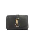 イヴサンローラン YVES SAINT LAURENT 三つ折り財布 ミニ レザー YSLロゴ 黒 ブラック /YM ■OH