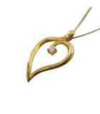 リーフハートネックレス ダイヤモンド 0.03ct K18 イエローゴールド /KH ■OH