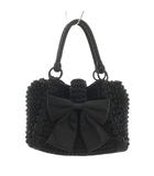トゥービーシック TO BE CHIC ハンドバッグ リボン 黒 ブラック 編み込みデザイン /YM