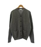 ニット カーディガン 長袖 Vネック エルボーパッチ ウール L グレー /BM18