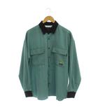 マークゴンザレス MARK GONZALES ワイシャツ M 緑 黒 レギュラーカラー 長袖 胸ポケット /JP