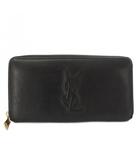 イヴサンローラン YVES SAINT LAURENT 長財布 ラウンドファスナー カサンドラ 型押し レザー 黒 ブラック /TK40 ■OH