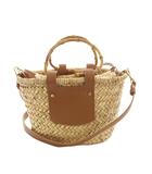ザラ ZARA かごバッグ ハンドバッグ ショルダーバッグ 2way 麦わら バンブー バッグインバッグ ベージュ 茶 ブラウン 6010/510/111/M /YT