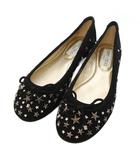 ジミーチュウ JIMMY CHOO フラットシューズ パンプス スタースタッズ スエード 34.5cm 黒 ブラック /TK