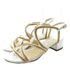ジミーチュウ JIMMY CHOO サンダル ストラップ レザー チェーン装飾 チャンキーヒール 36 シルバーカラー /KU