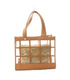 マリークワント MARY QUANT クリア格子 トート トートバッグ フェイクレザー PVC ポーチ付き オレンジ クリア /KU