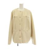 ナチュラルビューティーベーシック NATURAL BEAUTY BASIC ノーカラージャケット M 白 オフホワイト /☆G
