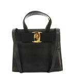 サルヴァトーレフェラガモ Salvatore Ferragamo ヴァラリボン ハンドバッグ ショルダーバッグ 2WAY レザー 黒 ブラック BA214178 /YM ■OH