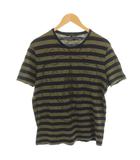 グッチ GUCCI Tシャツ カットソー 半袖 ボーダー プリント M カーキ 紺 ネイビー 256053 X3566 /HN