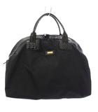 ハナエモリ HANAE MORI ボストンバッグ クロコ 型押し レザー ナイロン 黒 ブラック /TK