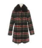 ケイトスペード KATE SPADE トップカラーウールコート アウター チェック柄 フェイクファー M 赤 レッド 黒 ブラック KSWL24762U /YT