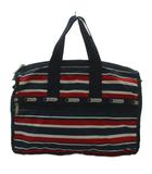 レスポートサック LesportSAC ボストンバッグ ボーダー柄 紺 ネイビー 赤 レッド /GG