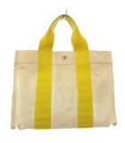 エルメス HERMES ボラボラ PM トートバッグ ハンドバッグ キャンバス 白 アイボリー 黄色 イエロー /TK ■OH